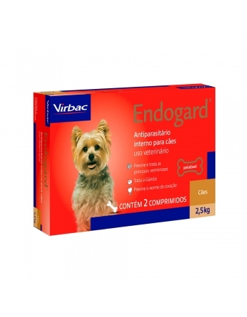 ENDOGARD - ANTIPARASITÁRIO PARA CÃES ATÉ 2,5 KG - COM 2 COMPRIMIDOS - VIRBAC