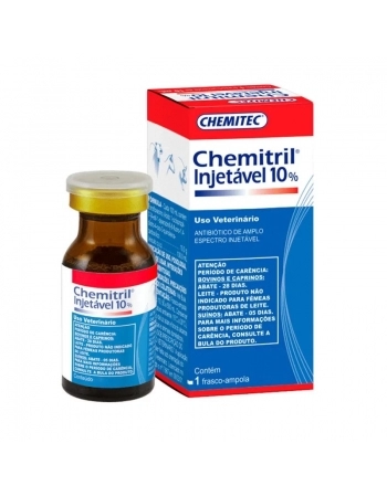 ANTIBIÓTICO CHEMITRIL 10% SOLUÇÃO INJETÁVEL - FRASCO AMPOLA 10ML - CHEMITEC