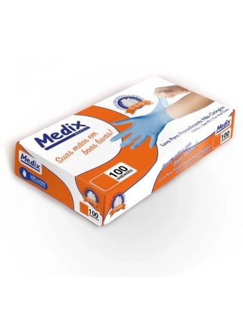 LUVA NITRILICA S/PO AZUL - TAM M 100UN