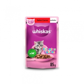 WHISKAS SACHE FILHOTES CARNE MOLHO 85G