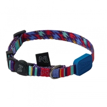 COLEIRA DOG RAIOS E LISTRAS - BORRACHA AZUL G