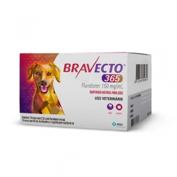 ANTIPULGAS E CARRAPATOS BRAVECTO 365 SUSPENSÃO INJETÁVEL PARA CÃES - MSD