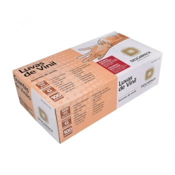 LUVA DE VINIL SEM PÓ PARA PROCEDIMENTOS NÃO CIRÚRGICOS - DESCARPACK - TAMANHO G