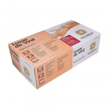 LUVA DE VINIL SEM PÓ TRANSPARENTE TAMANHO P - DESCARPACK
