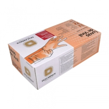 LUVA DE VINIL SEM PÓ TRANSPARENTE TAMANHO P - DESCARPACK