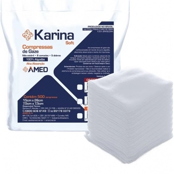 COMPRESSA DE GAZE KARINA 7,5CM X 7,5CM 13 FIOS COM 500 - AMED