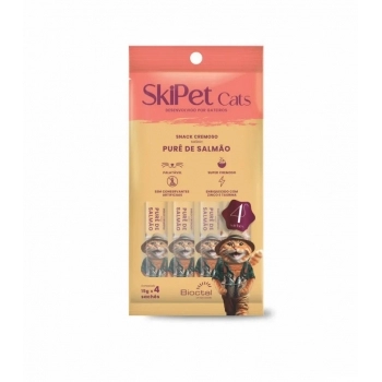 PETISCO CREMOSO SKIPET CATS - PURÊ DE SALMÃO PACOTE COM 4 SACHÊS