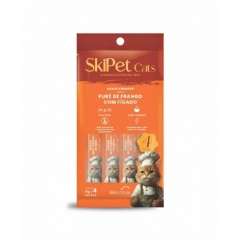 PETISCO CREMOSO SKIPET CATS - FRANGO COM FÍGADO PACOTE COM 4 SACHÊS