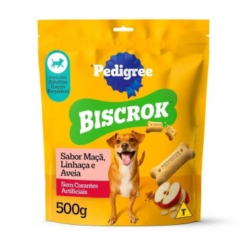 PEDIGREE BISCROK ADULTO RAÇAS PEQUENAS MAÇA, LINHAÇA E AVEIA 500G