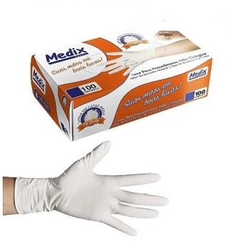 LUVA DE PROCEDIMENTO LATEX COM PÓ TAMANHO G - COM 100UN - MEDIX