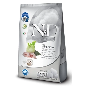 ND WHITE CANINA ADULTO MEDIUM & MAXI MERLUZA 7KG - FARMINA
