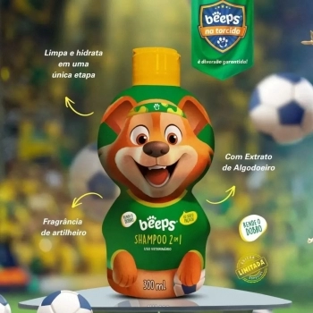 BEEPS SHAMPOO 2 EM 1 - EDIÇÃO FUTEBOL 300 ML - PET SOCIETY