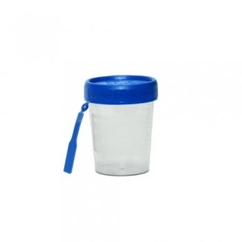 COLETOR UNIVERSAL 80ML COM PÁ E COM TAMPA AZUL - NÃO ESTÉRIL - SR