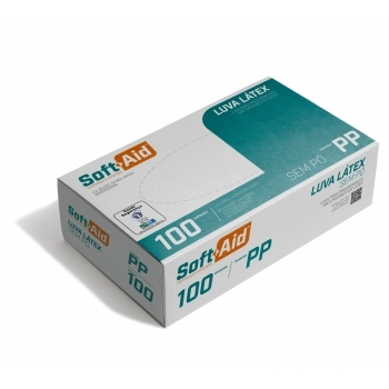 LUVA DE PROCEDIMENTO LATEX SEM PÓ TAMANHO PP - COM 100UN - SOFT AID
