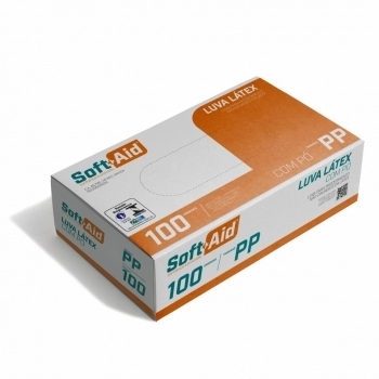 LUVA DE PROCEDIMENTO LATEX COM PÓ TAMANHO PP - COM 100UN - SOFT AID