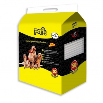 TAPETE HIGIÊNICO PETFIT 6 CAMADAS 90CM X 60CM - COM 50 UNIDADES