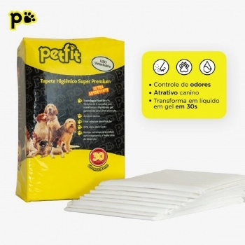 TAPETE HIGIENICO PETFIT 90CM X 60CM - 6 CAMADAS - COM 30 UNIDADES