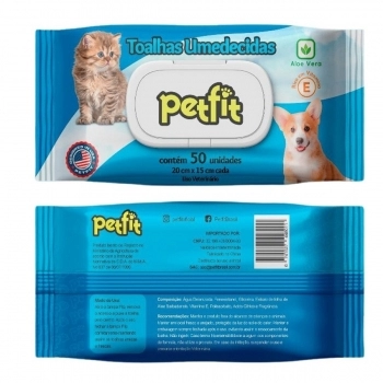 TOALHAS UMIDECIDAS HIGIENICA PARA PET - PACOTE COM 50 UNIDADES - PETFIT