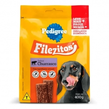 PETISCO FILEZITOS ADULTO SABOR CHURRASCO 400G - PEDIGREE