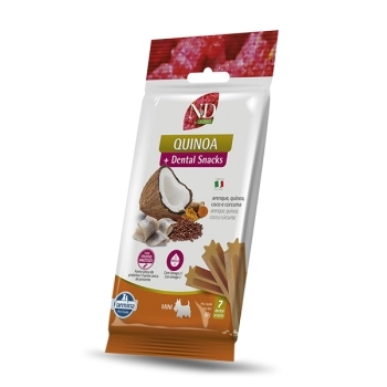 ND QUINOA DENTAL SNACK CÃES ADULTOS MINI ARENQUE, QUINOA, COCO E CÚRCUMA 60GR - FARMINA