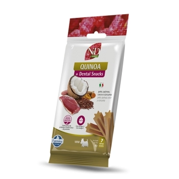 ND QUINOA DENTAL SNACK CÃES ADULTOS MINI PATO, QUINOA, COCO E CÚRCUMA 60GR - FARMINA