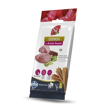 ND QUINOA DENTAL SNACK CÃES ADULTOS MEDIUM & MAXI CONTROLE DE CALORIAS 100GR - FARMINA