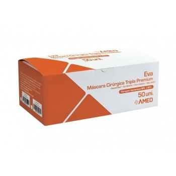 MASCARA CIRURGICA DESCARTAVEL TRIPLA EVA CAMADAS INDEPENDENTES PREMIUM COM 50 UNIDADES - AMED