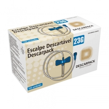 ESCALPE DESCARTAVEL 23G - AZUL - DESCARPACK