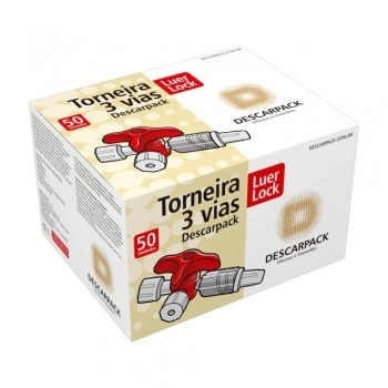 TORNEIRA 3 VIAS LUER LOCK VERMELHA - DESCARPACK