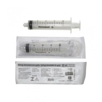 SERINGA DESCARTÁVEL 20ML SEM AGULHA LUER LOCK - DESCARPACK