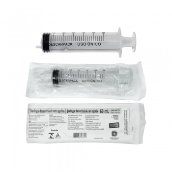 SERINGA DESCARTÁVEL 60ML SEM AGULHA LUER SLIP - DESCARPACK