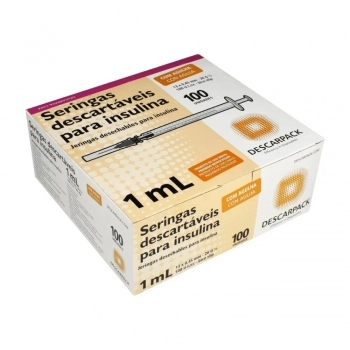 SERINGA DESCARTÁVEL 1ML DE INSULINA COM AGULHA 0,45 X 13 LUER SLIP - DESCARPACK