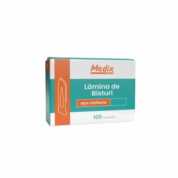 LAMINA DE BISTURI AÇO CARBONO Nº 22 COM 100 UNIDADES - MEDIX