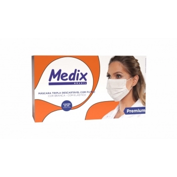 MASCARA CIRURGICA DESCARTAVEL TRIPLA COM 50 UNIDADES - MEDIX