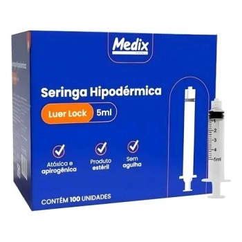 SERINGA DESCARTÁVEL 5ML SEM AGULHA LUER LOCK - MEDIX