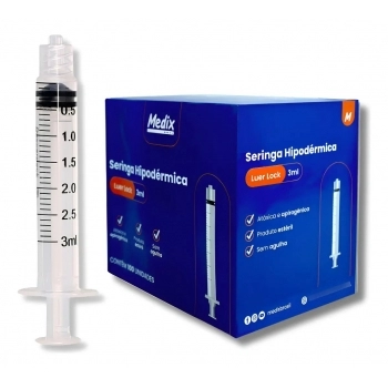 SERINGA DESCARTÁVEL 3ML SEM AGULHA LUER LOCK - MEDIX