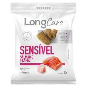 PETISCO LONGCARE SENSÍVEL SABOR SALMÃO E TILÁPIA 50G COM 12 UNIDADES - AVERT