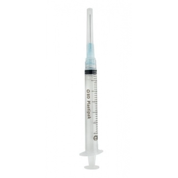 SERINGA DESCARTÁVEL 3ML COM AGULHA 0,6 X 25 LUER LOCK - BD PLASTIPAK
