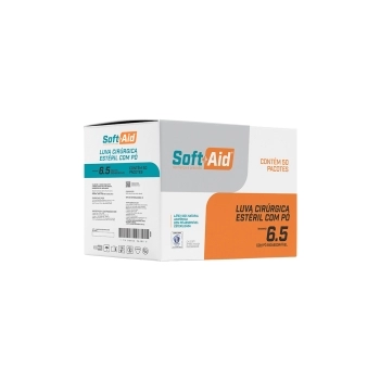 LUVA CIRURGICA DE LATEX COM PÓ - TAMANHO 6.5 (PAR) - SOFT AID
