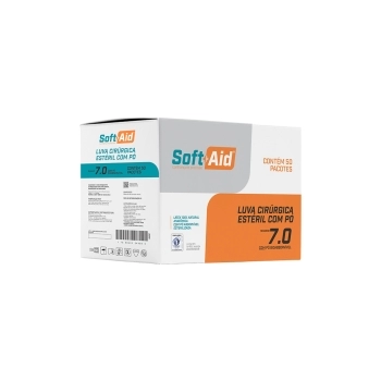 LUVA CIRURGICA DE LATEX COM PÓ - TAMANHO 7.0 (PAR) - SOFT AID