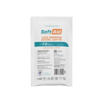 LUVA CIRURGICA DE LATEX COM PÓ - TAMANHO 7.0 (PAR) - SOFT AID