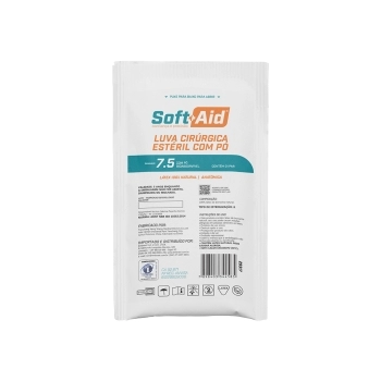 LUVA CIRURGICA DE LATEX COM PÓ - TAMANHO 7.5 (PAR) - SOFT AID