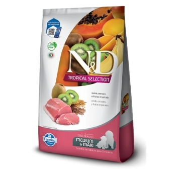 RAÇÃO ND TROPICAL SELECTION CANINO FILHOTE MEDIUM & MAXI SABOR SUINO 2KG - FARMINA