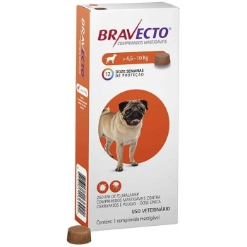 ANTIPULGAS E CARRAPATOS BRAVECTO 250MG PARA CÃES DE 4,5-10KG - MSD