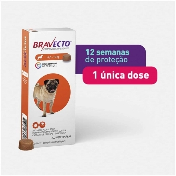 ANTIPULGAS E CARRAPATOS BRAVECTO 250MG PARA CÃES DE 4,5-10KG - MSD