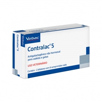 CONTRALAC 5 - ANTIGALACTOGÊNICO PARA CADELAS E GATAS COM 16 COMPRIMIDOS - VIRBAC