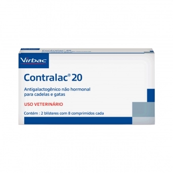 CONTRALAC 20 - ANTIGALACTOGÊNICO PARA CADELAS E GATAS COM 16 COMPRIMIDOS - VIRBAC