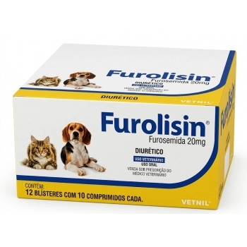 FUROLISIN 20MG DIURÉTICO PARA CÃES E GATOS DISPLAY COM 120 COMPRIMIDOS - VETNIL