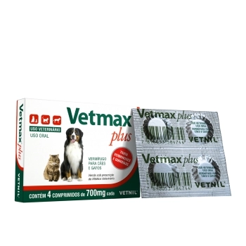 VERMÍFUGO VETMAX PLUS COM 4 COMPRIMIDOS - VETNIL