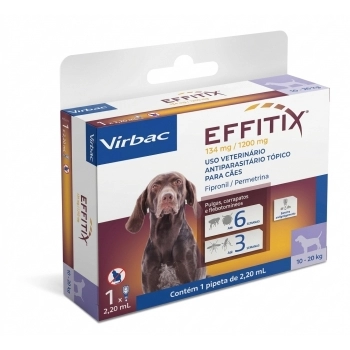 EFFITIX ANTIPARASITÁRIO EXTERNO PARA CÃES DE 10 A 20 KG - CAIXA COM 1 PIPETA - VIRBAC